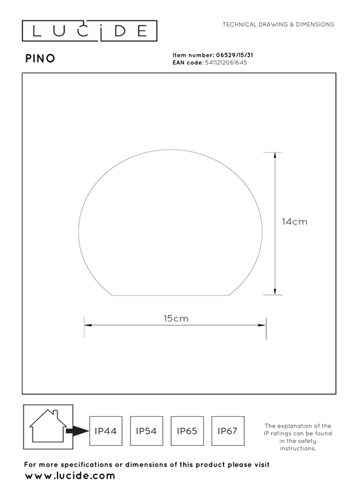 Lucide PINO - wiederaufladbare Tischlampe Innen/Außen - Akku/Batterie - LED Dim. - CCT - 1x1,5W 2700K/6500K - IP65 - Rgb - Weiß | Essential - technisch
